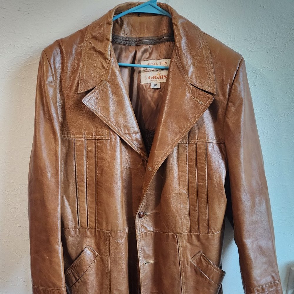 Mens Leather Blazer Jacket NAPPA LEATHER By Grais Size 42 Reg